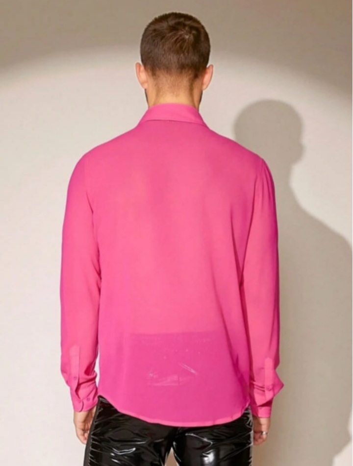 Men's Solid Color Long Sleeve Woven Casual Shirt
